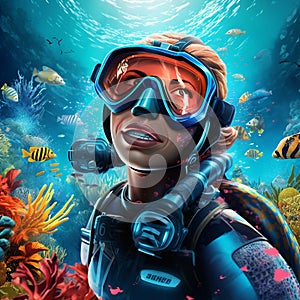 Underwater Exploration with Snorkels and Diving Equipment