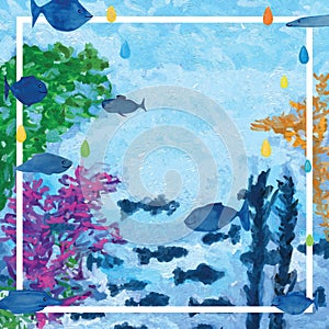 Underwater fish decor frame