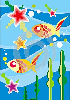 Underwater fishes - illustration