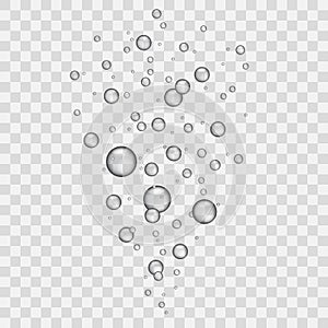 Underwater fizzing air bubbles on transparent background - vector