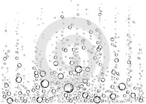 Underwater fizzing air, water or oxygen bubbles.