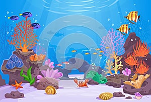 Underwater life background. Ð¡oral reef in an ocean or with its inhabitants
