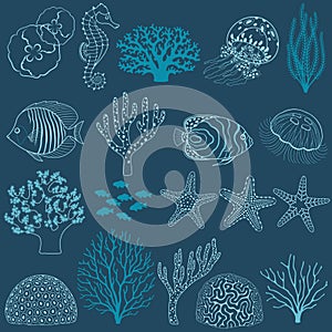 Underwater life design elements