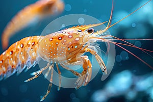 Underwater Marvel A Colorful Shrimp Captured in Its Natural Aquatic Habitat