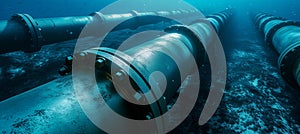 Underwater metal conduit for subsea oil and gas pipeline transport in blue ocean