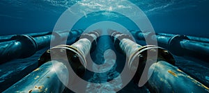 Underwater metal conduit for subsea oil and gas pipeline transport in blue ocean