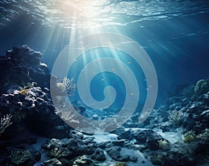 underwater oceanic reefs under clear blue skies