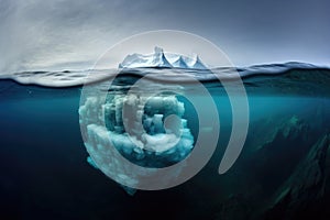 underwater panorama of iceberg in arctic ocean