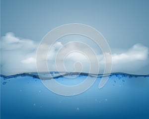 Underwater part and clouds.vector illustration