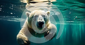 Underwater Playtime Polar Bear in Icy Environment