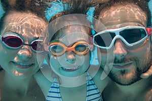 Underwater portrait of family