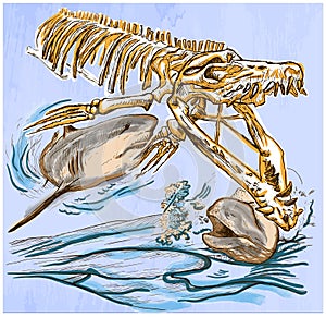 Underwater Prehistory - An hand drawn vector photo