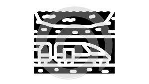 underwater railway tunnel glyph icon animation