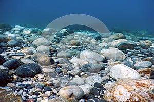 Underwater Rocks and Pebbles on the Seabed