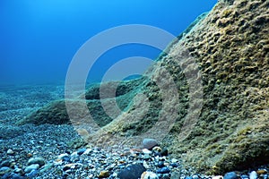 Underwater Rocks and Pebbles on the Seabed