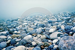 Underwater Rocks and Pebbles on the Seabed