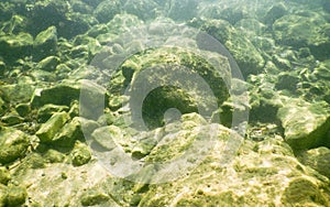 Underwater rocks at the seaside