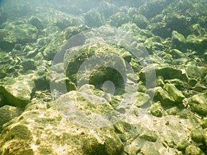Underwater rocks at the seaside