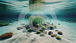 Underwater Scene of a Shallow Pond