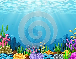 Underwater scene with tropical coral reef