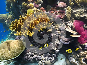 underwater scene with tropical coral reef in the red sea. egypt