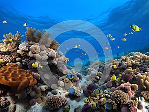 underwater scene with tropical coral reef in the red sea. egypt