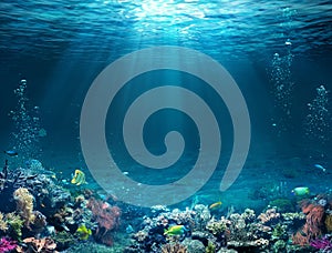 Underwater Scene - Tropical Seabed With Reef photo