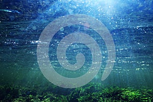 Underwater scenery in clear river water