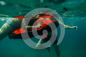 Underwater scooter seabob unidentified man dive