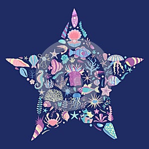 Underwater Sea Life in Star-fish Shape