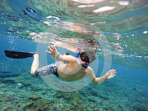 Underwater shoot of a young boy snorkeling