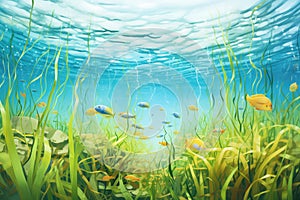 underwater shot of vegetation and seagrasses