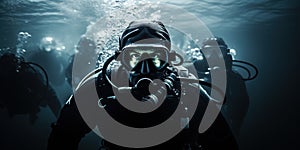 Underwater soldiers conduct covert operation