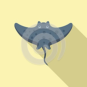 Underwater stingray icon flat vector. Ocean animal