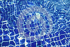 Underwater Swimming Pool Blue Tile, Water Ripples of Swimming Poo, Conceptual imagel