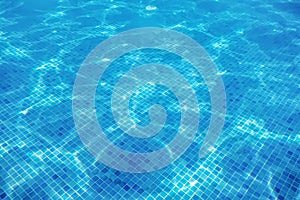 Underwater Swimming Pool Blue Tile, Water Ripples of Swimming Pool