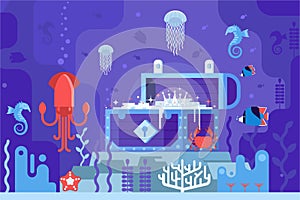 Underwater Treasure Box on Seabed