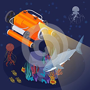 Underwater Vehicles Machines And Equipment Isometric Composition