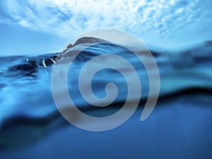 Underwater View of the Blue Sea Surface