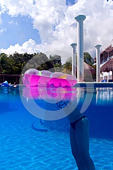 A girl in a swimming Pool at playa del Carmen, Mexico photo