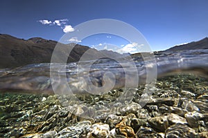 Underwater view at Lake HÄwea , New Zealand