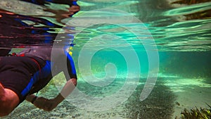 Underwater view of a man snorkeling