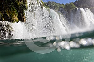 Underwater view of Skradinski buk waterfall