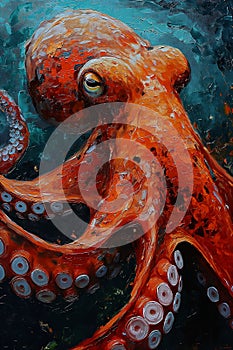 Underwater Warfare: The Fierce Octopus in Vibrant Illustrations