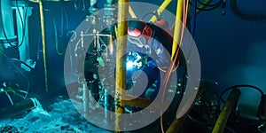 Underwater Welder Working on Subsea Structure photo