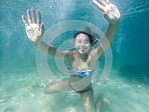 Underwater woman portrait