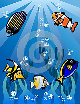 Underwater world Cartoon Illustration