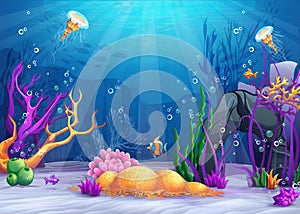 Underwater world cartoon illustration