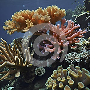 Underwater world with colorful corals. AI-Generated.