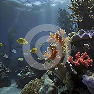 Underwater world with colorful corals. AI-Generated.